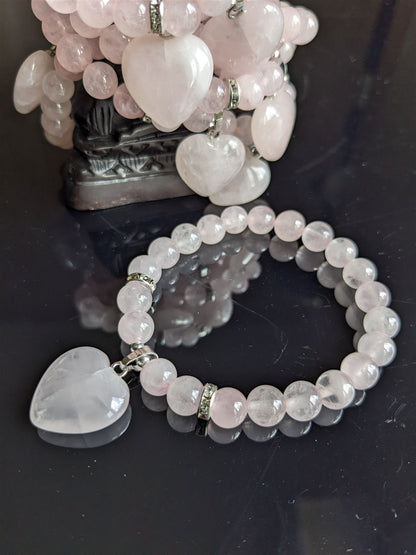 1 bracelet en quartz rose teinté poignet moyen à épais - Aurore Lune 