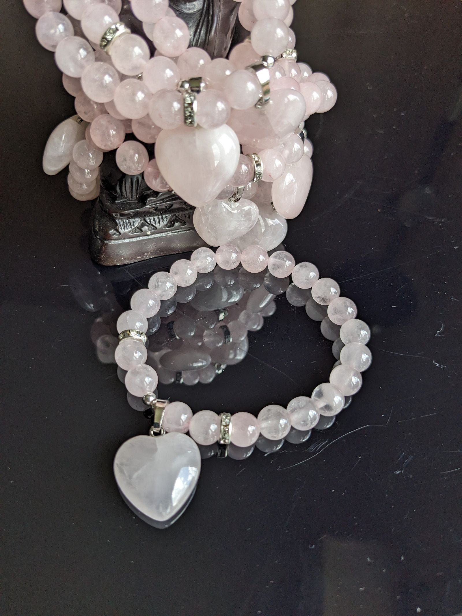 1 bracelet en quartz rose teinté poignet moyen à épais - Aurore Lune 