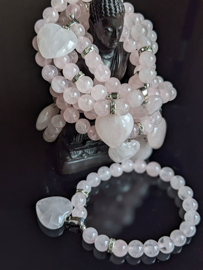 1 bracelet en quartz rose teinté poignet moyen à épais - Aurore Lune 