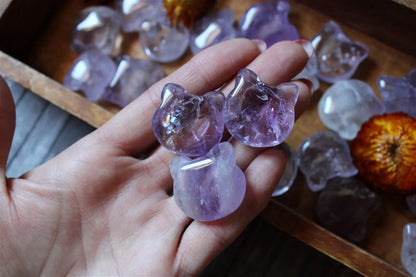 1 cabochon chat en améthyste - Aurore Lune 