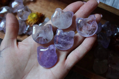 1 cabochon chat en améthyste - Aurore Lune 
