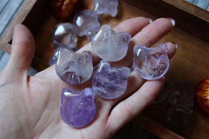 1 cabochon chat en améthyste - Aurore Lune 