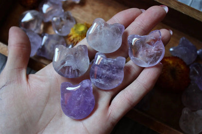 1 cabochon chat en améthyste - Aurore Lune 