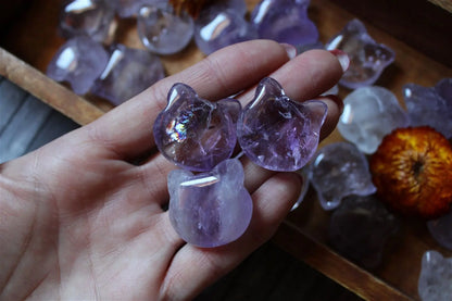 1 cabochon chat en améthyste - Aurore Lune 