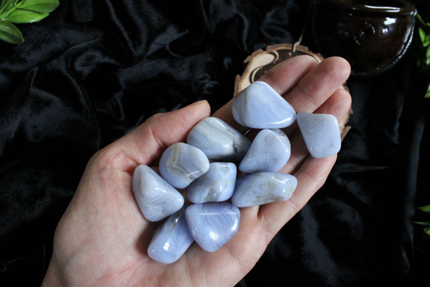 1 calcédoine bleue ou agate dentelle - Aurore Lune 