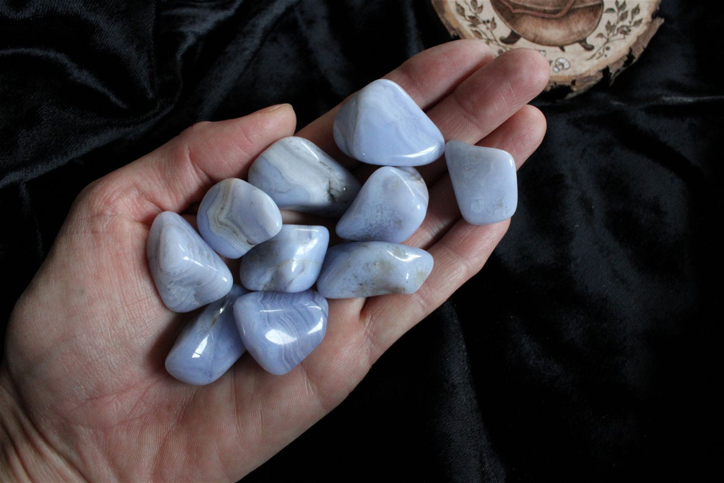 1 calcédoine bleue ou agate dentelle - Aurore Lune 