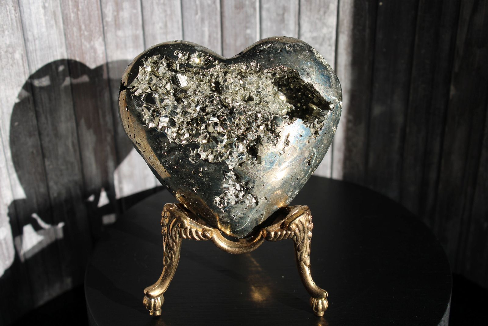 1 coeur en pyrite - SANS SOCLE "B" - Aurore Lune 