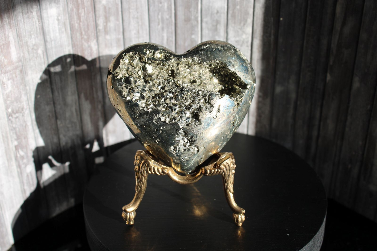 1 coeur en pyrite - SANS SOCLE "B" - Aurore Lune 