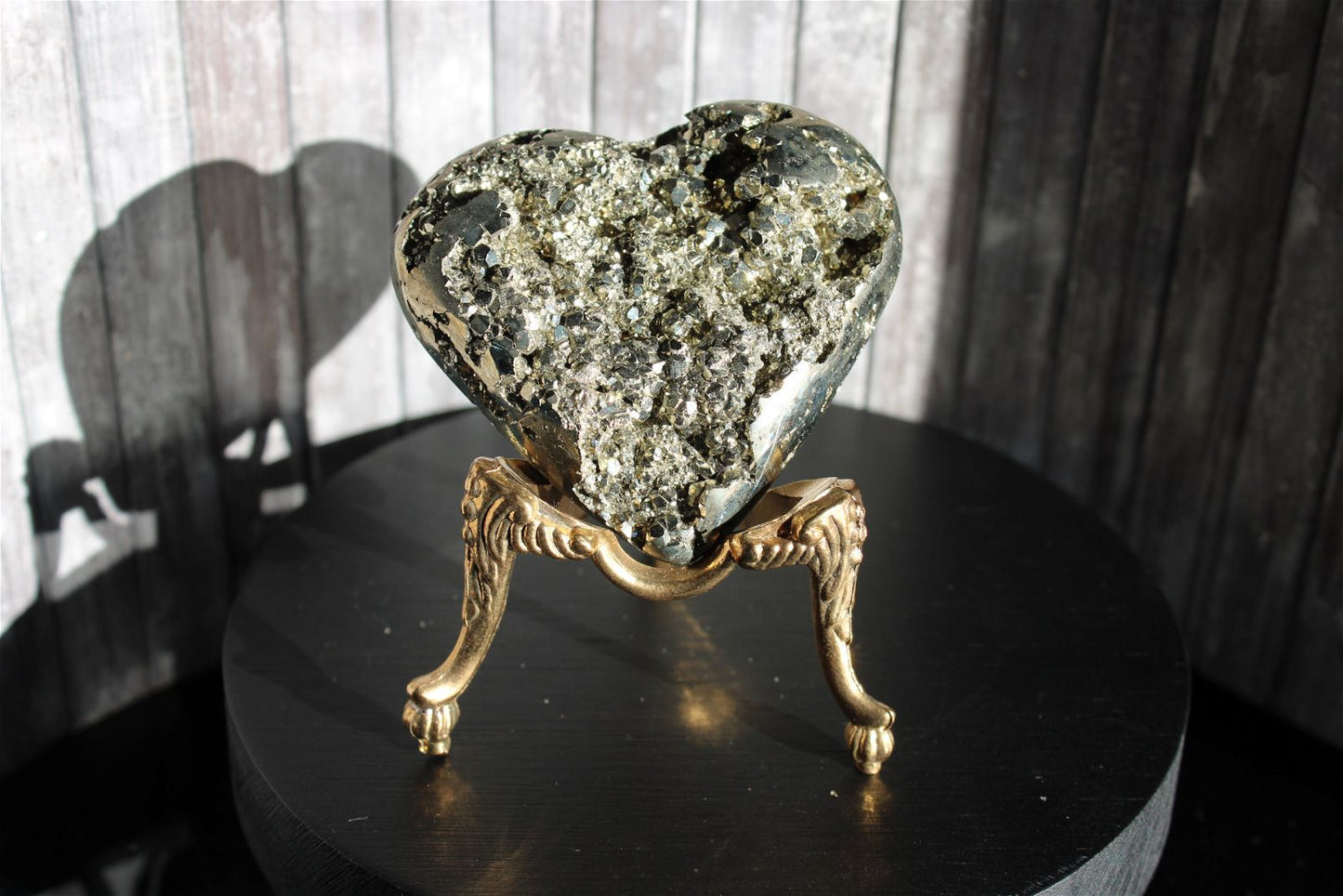 1 coeur en pyrite - SANS SOCLE "E" - Aurore Lune 