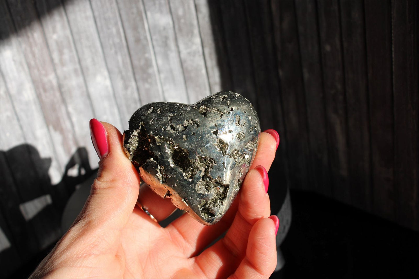 1 coeur en pyrite - SANS SOCLE "F" - Aurore Lune 