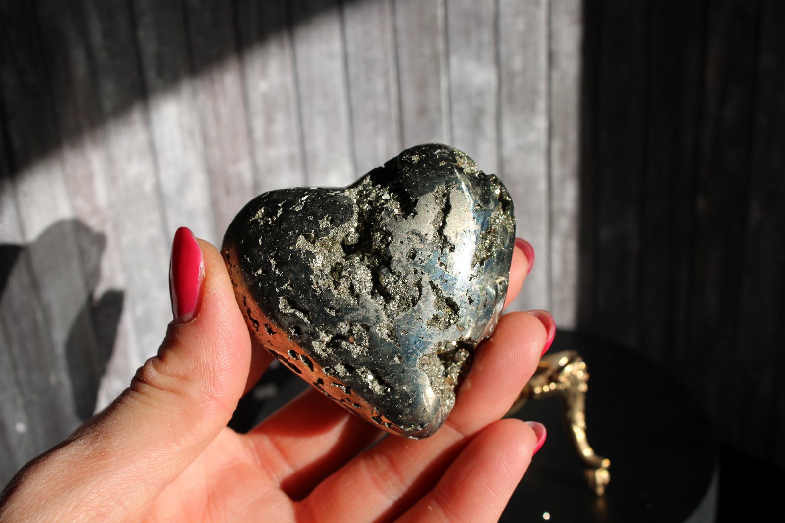 1 coeur en pyrite - SANS SOCLE "F" - Aurore Lune 