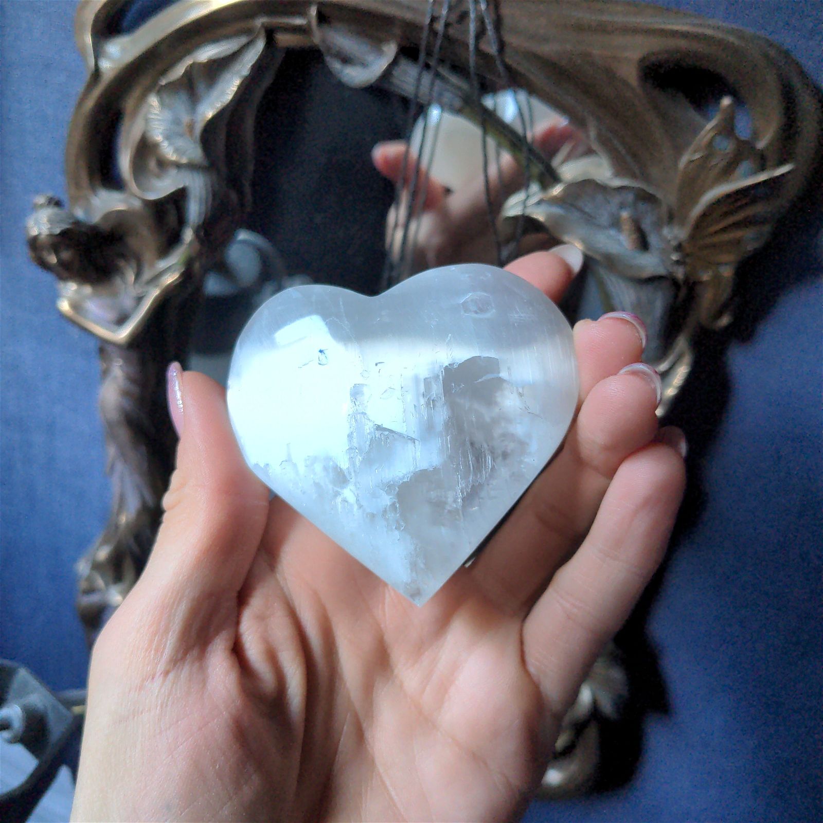 1 coeur en sélénite - grand - Aurore Lune 