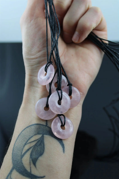 1 collier donut en quartz rose - Aurore Lune 