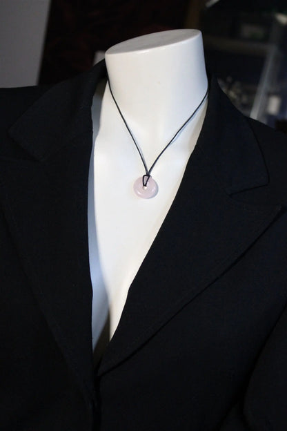 1 collier donut en quartz rose - Aurore Lune 