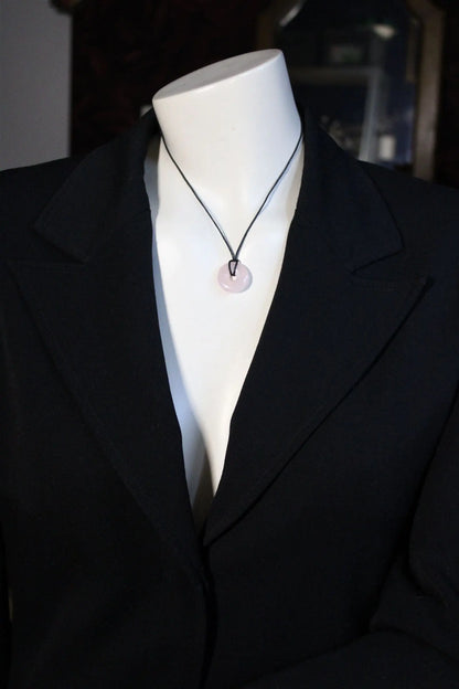 1 collier donut en quartz rose - Aurore Lune 