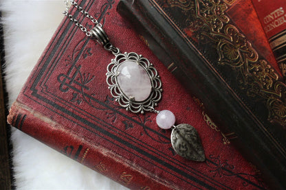 1 collier en quartz rose - Aurore Lune 