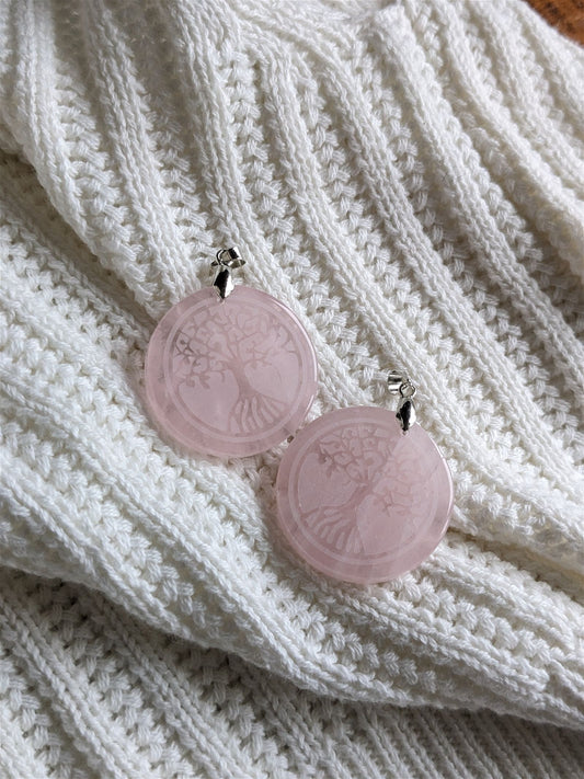 1 collier en quartz rose arbre de vie - Aurore Lune 