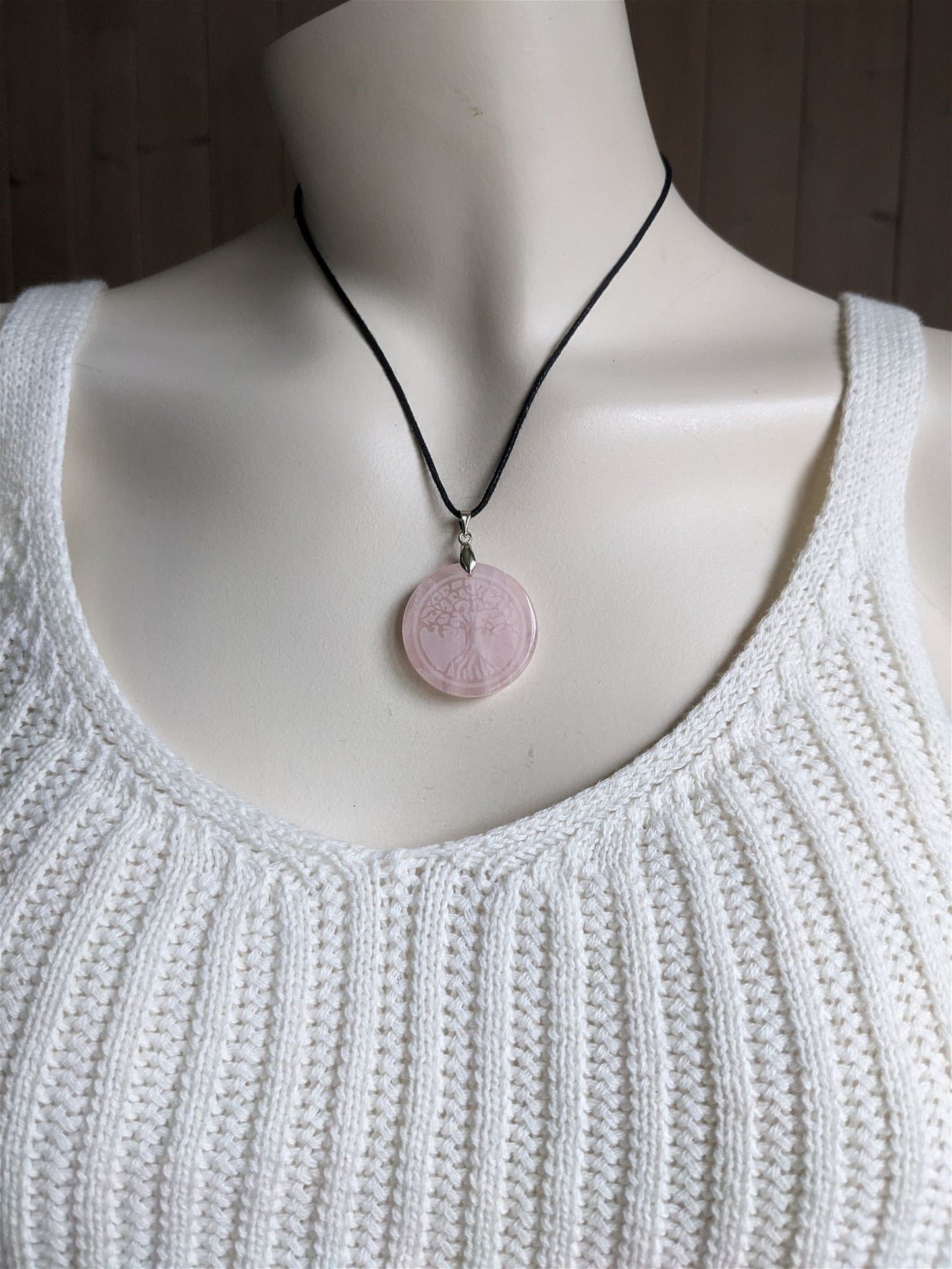 1 collier en quartz rose arbre de vie - Aurore Lune 