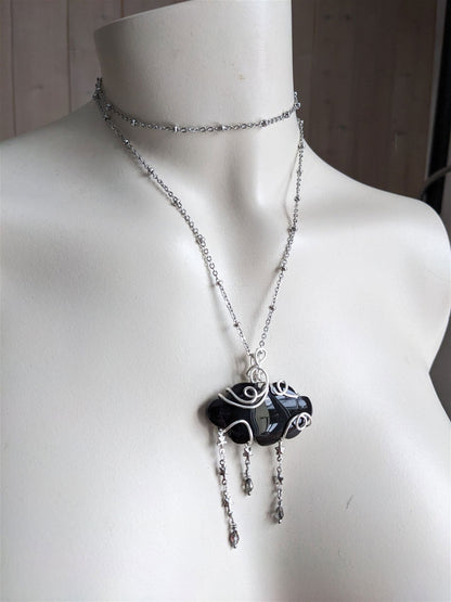 1 collier nuage en onyx - Aurore Lune 