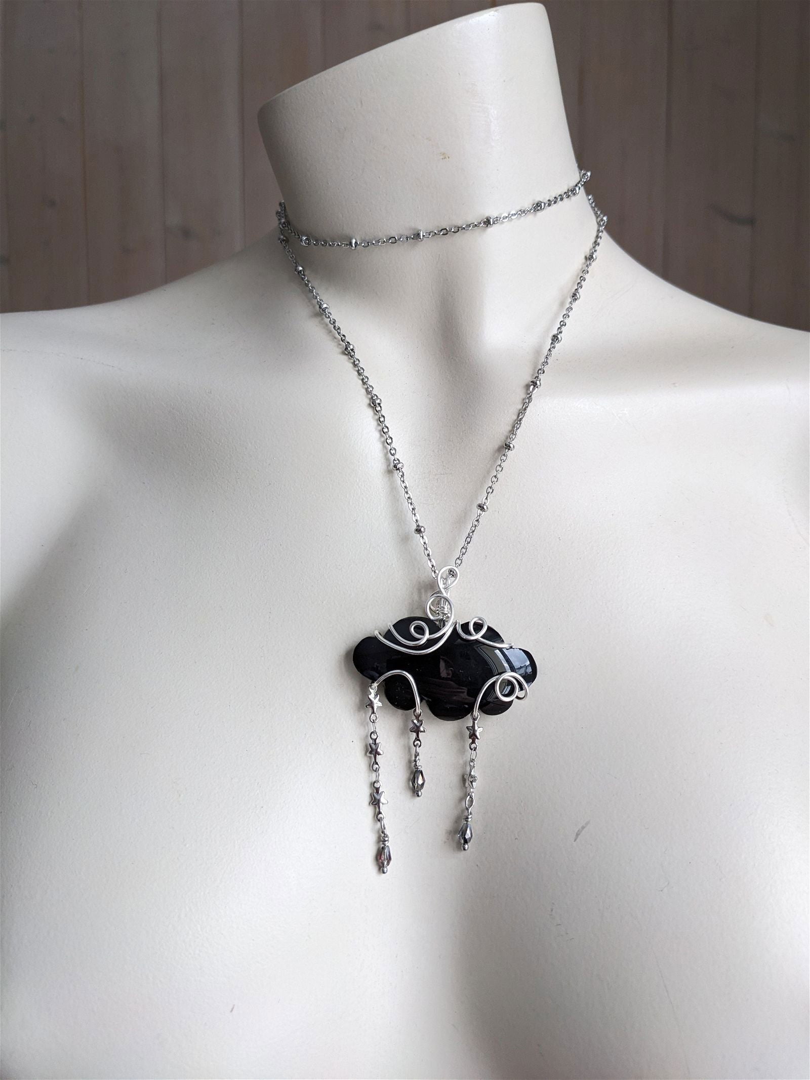 1 collier nuage en onyx - Aurore Lune 