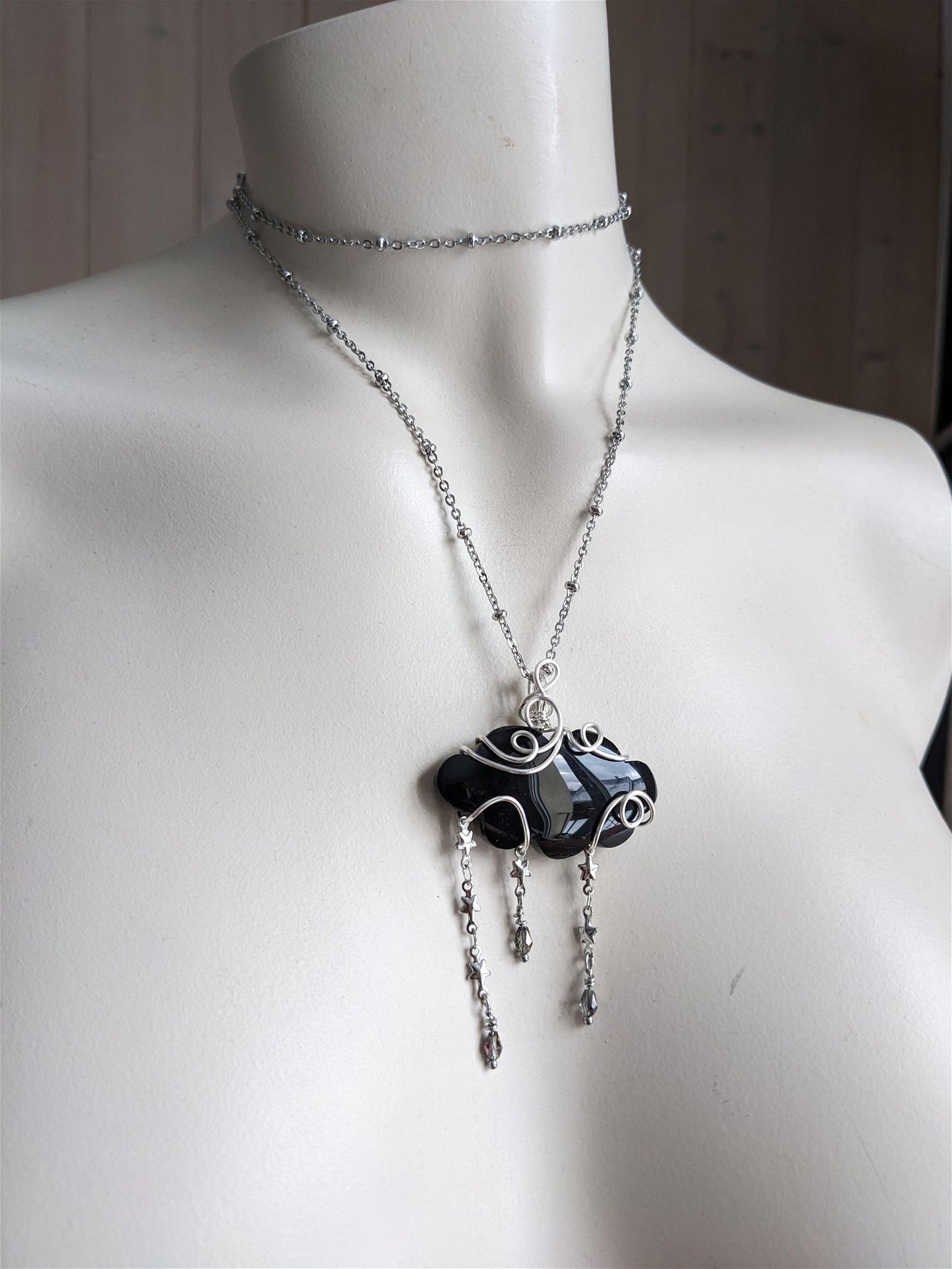 1 collier nuage en onyx - Aurore Lune 