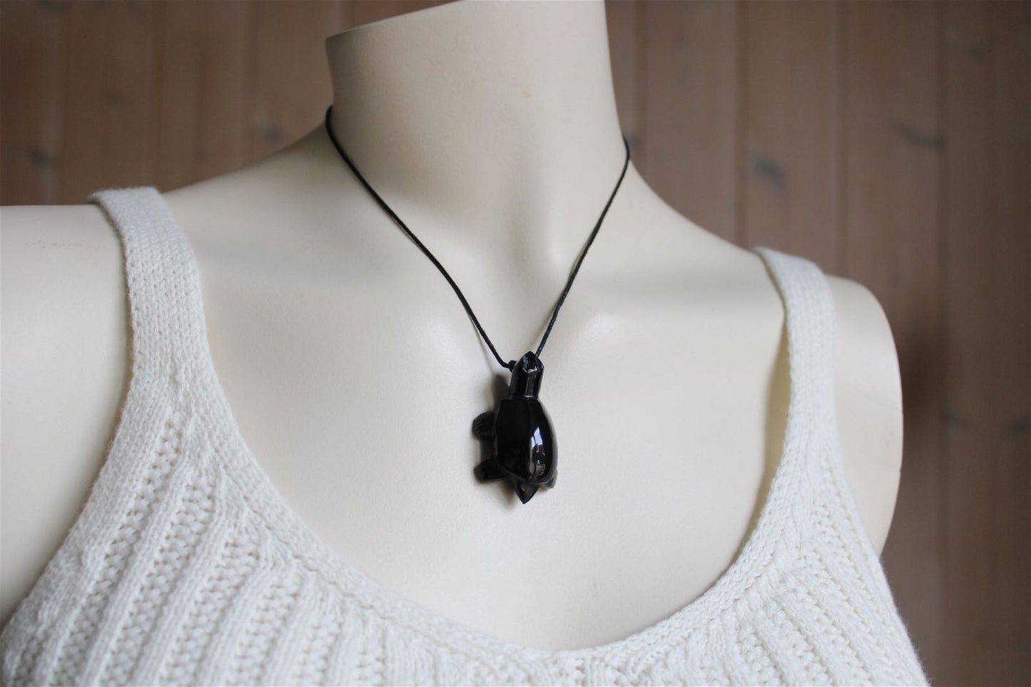 1 collier tortue en obsidienne oeil céleste - Aurore Lune 