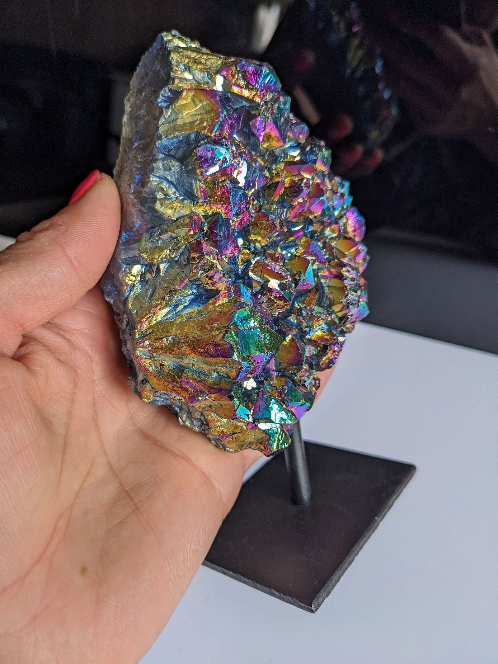 1 cristal de roche RAINBOW AURA - Aurore Lune 