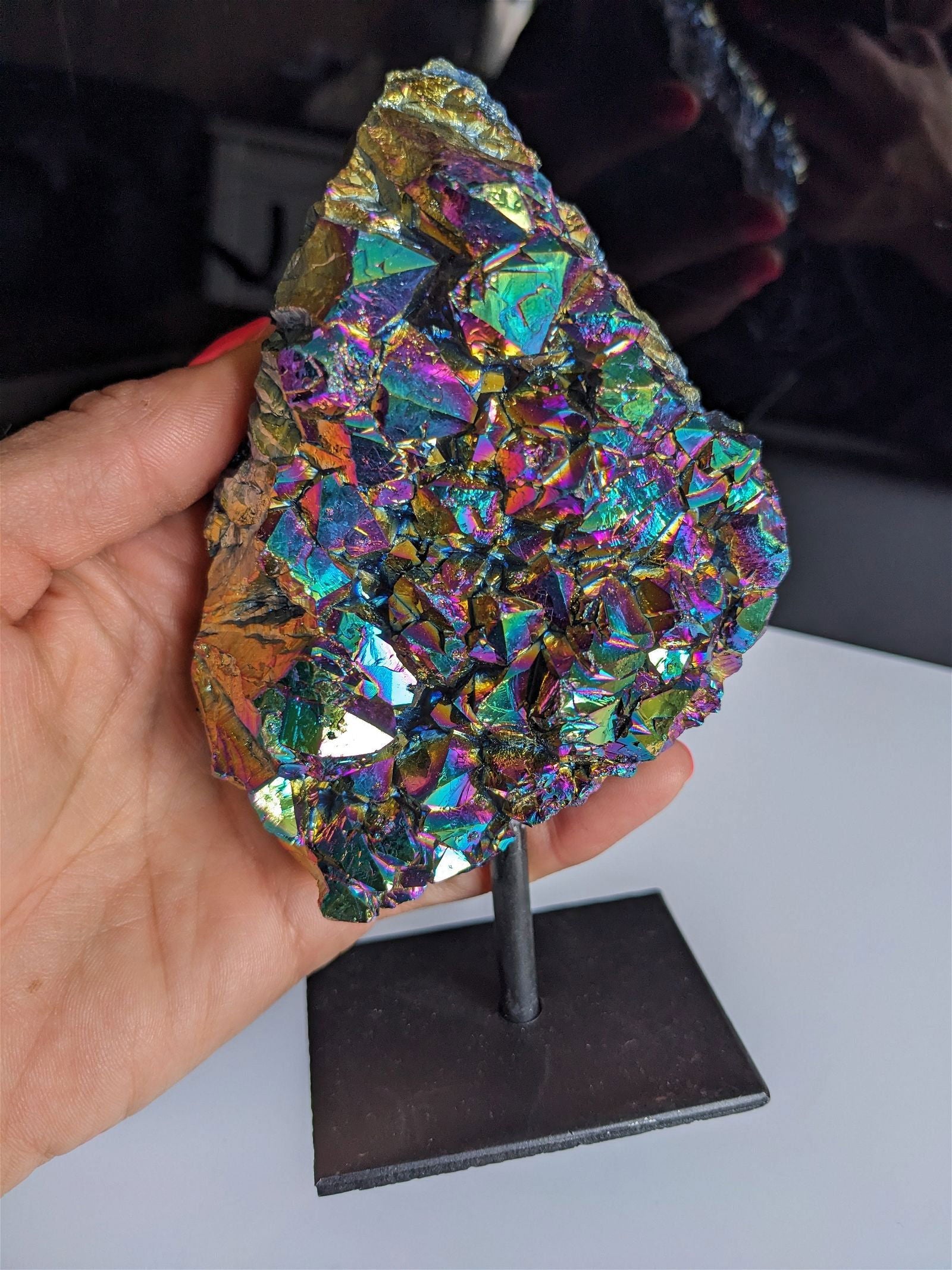 1 cristal de roche RAINBOW AURA - Aurore Lune 