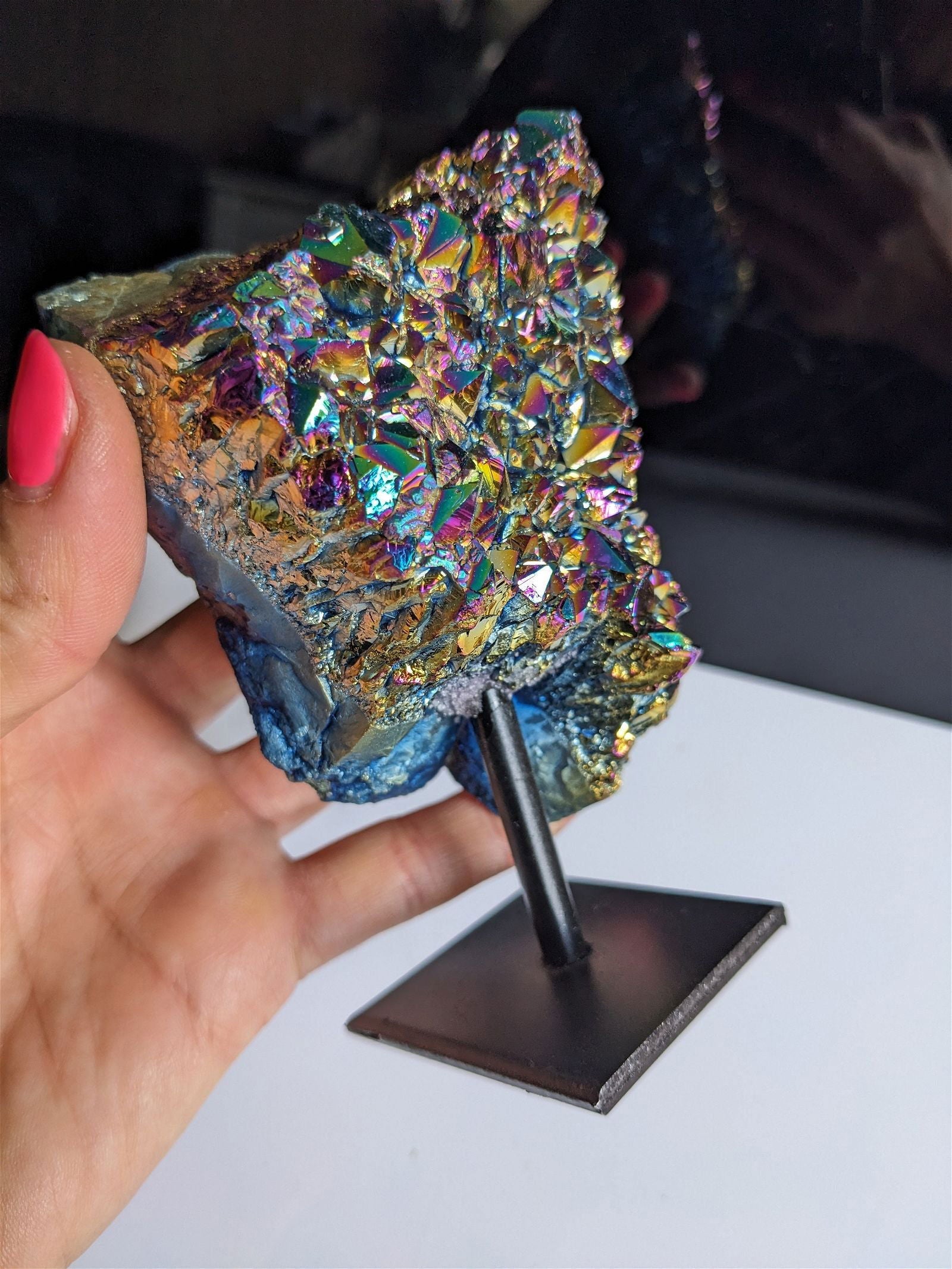 1 cristal de roche RAINBOW AURA - Aurore Lune 
