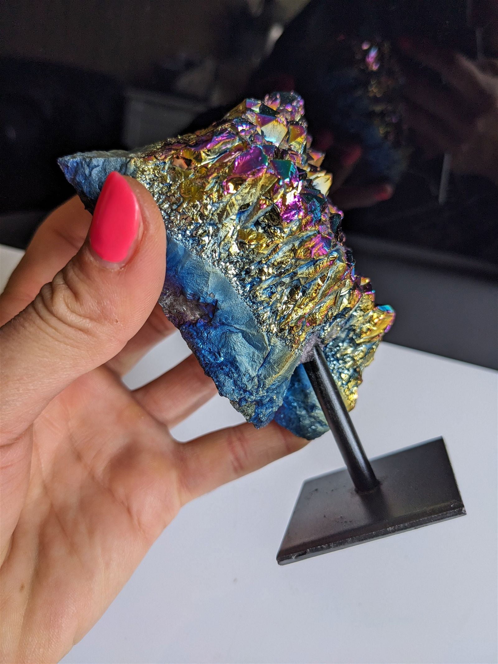 1 cristal de roche RAINBOW AURA - Aurore Lune 
