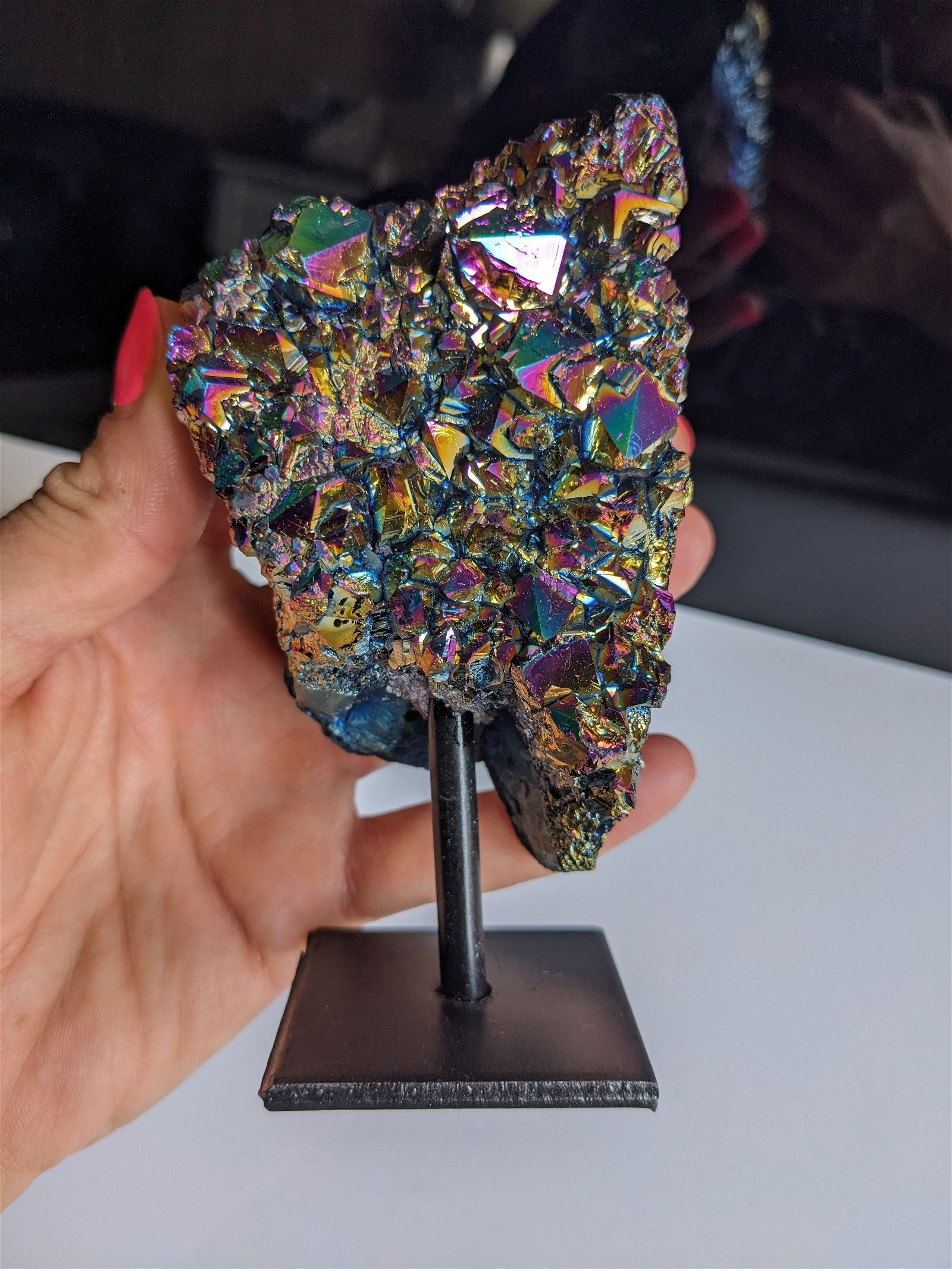 1 cristal de roche RAINBOW AURA - Aurore Lune 