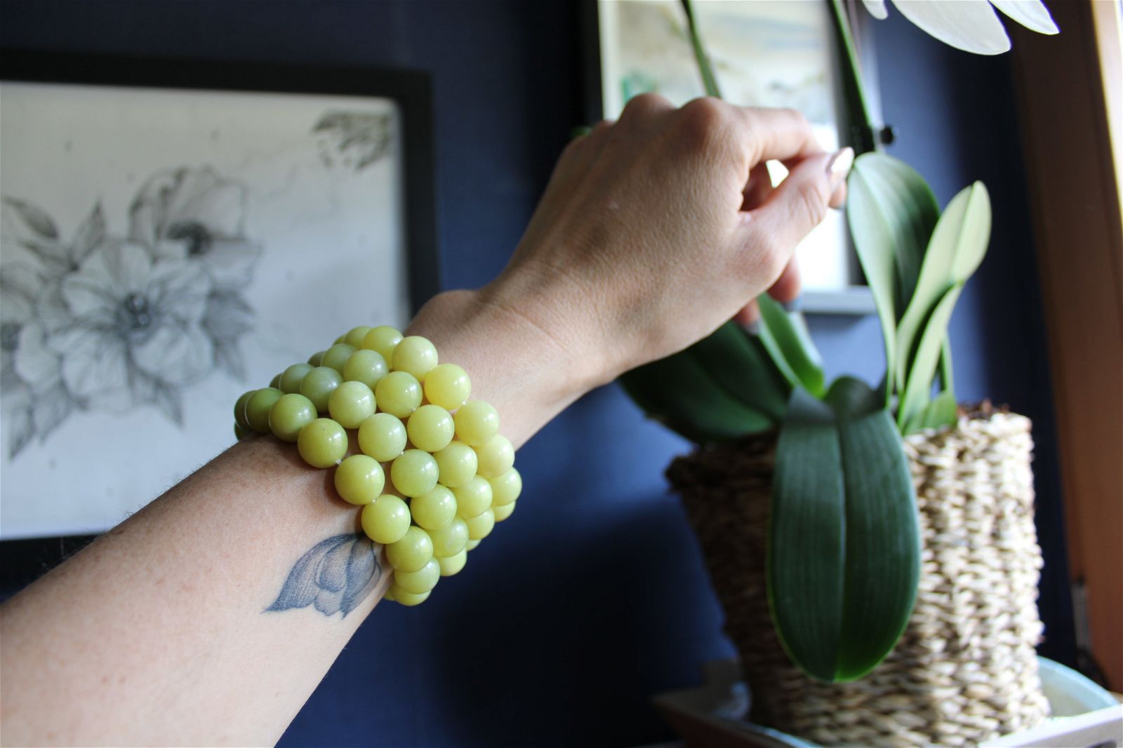 1 joli Bracelet de serpentine ou new jade 11 mm - Aurore Lune 