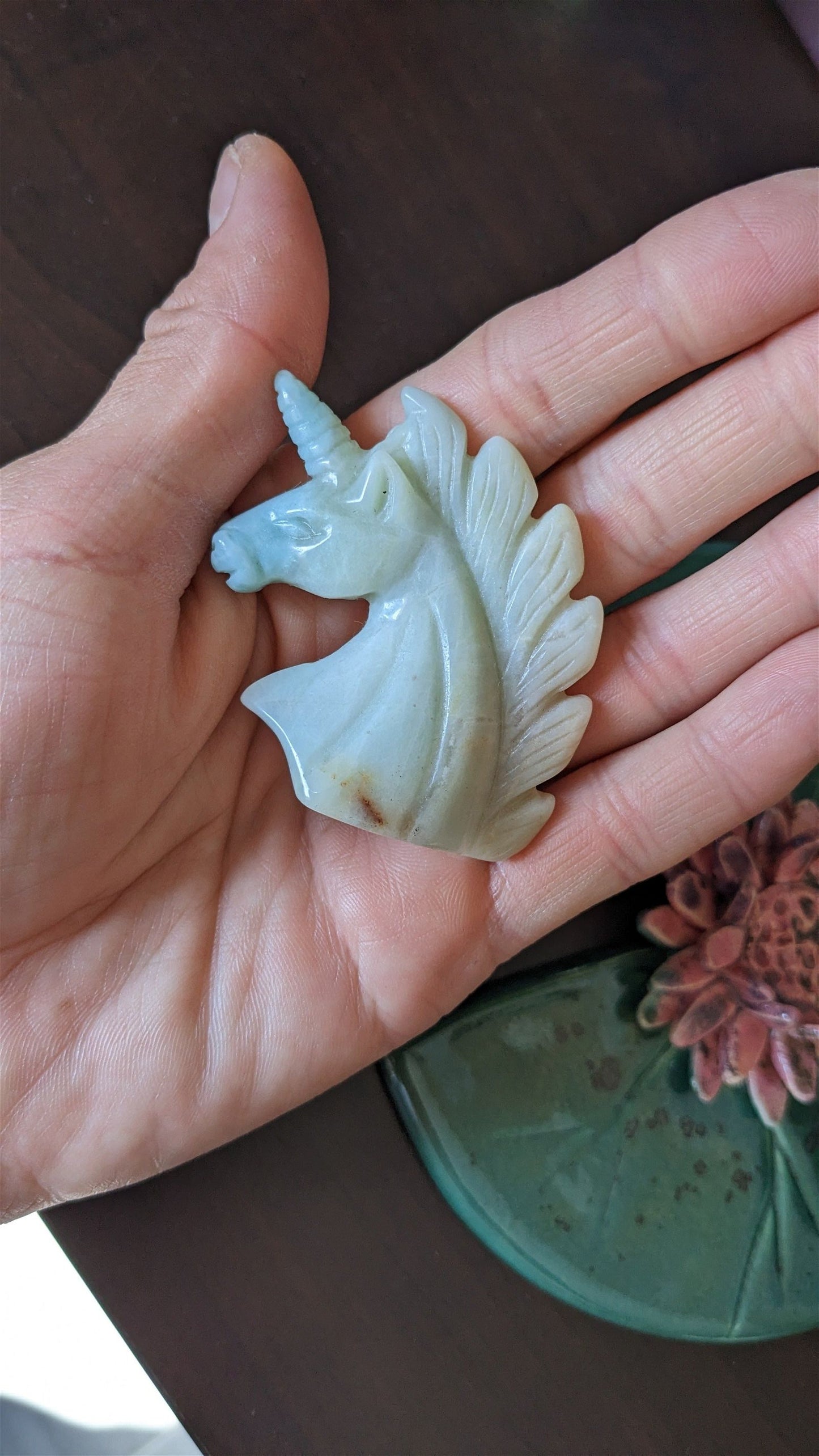 1 licorne en amazonite - Aurore Lune 