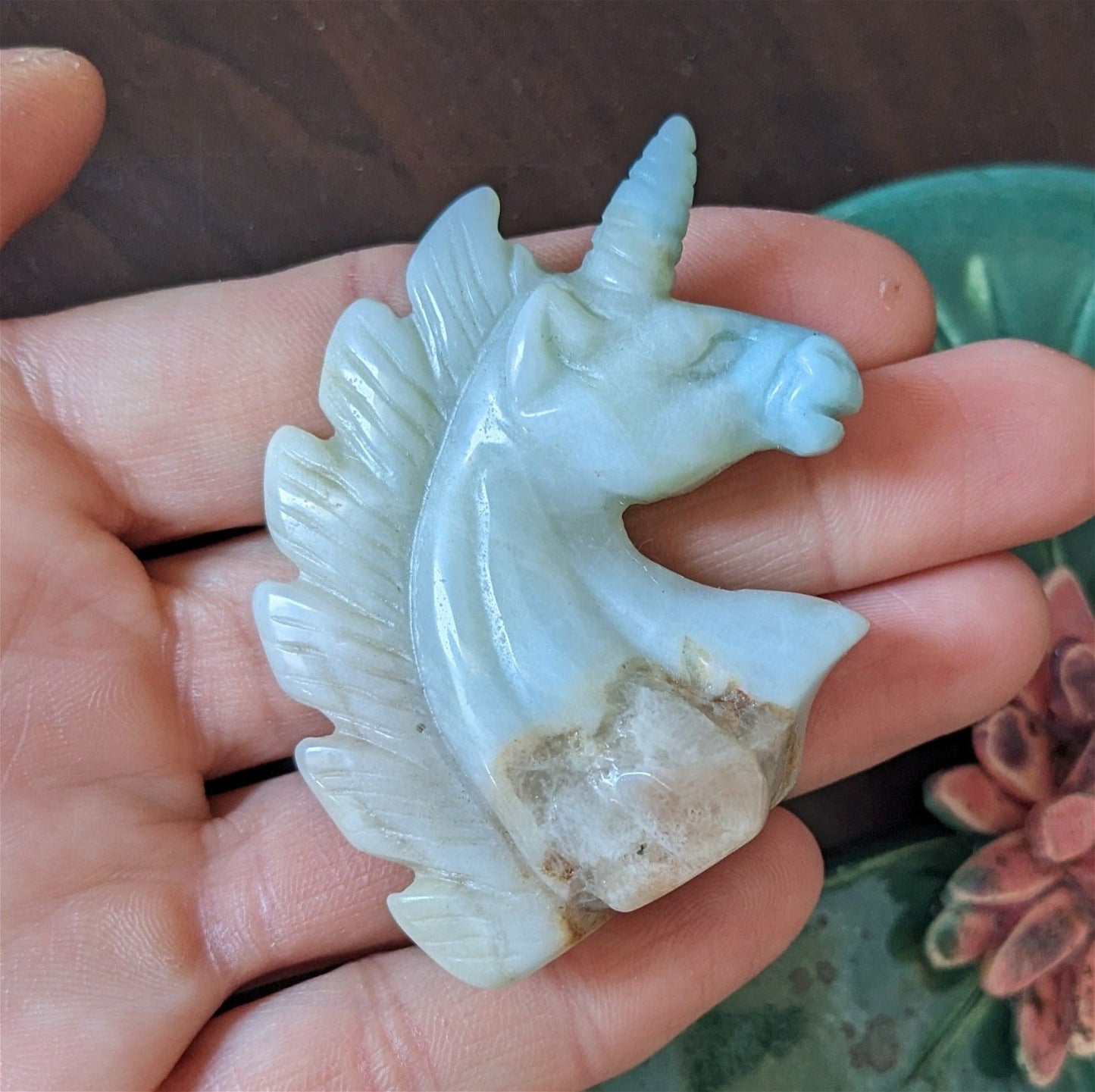 1 licorne en amazonite - Aurore Lune 