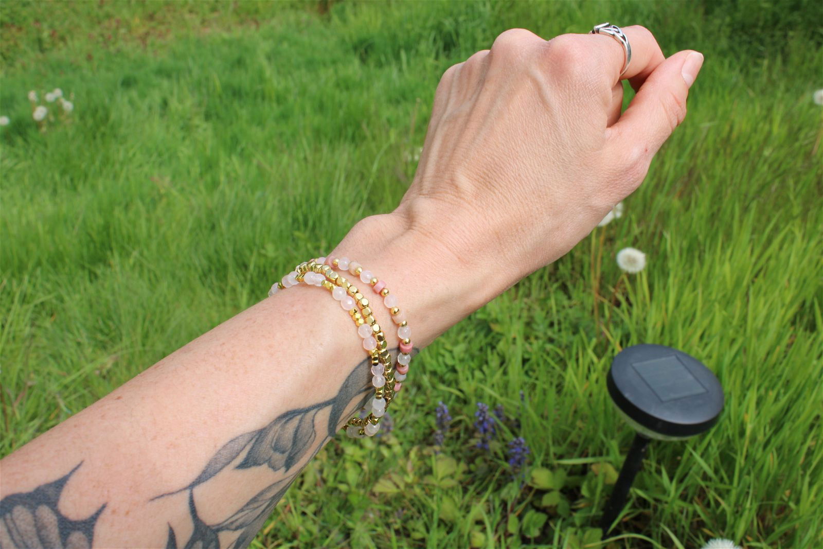 1 lot de 3 bracelets en quartz rose 18 cm - Aurore Lune 