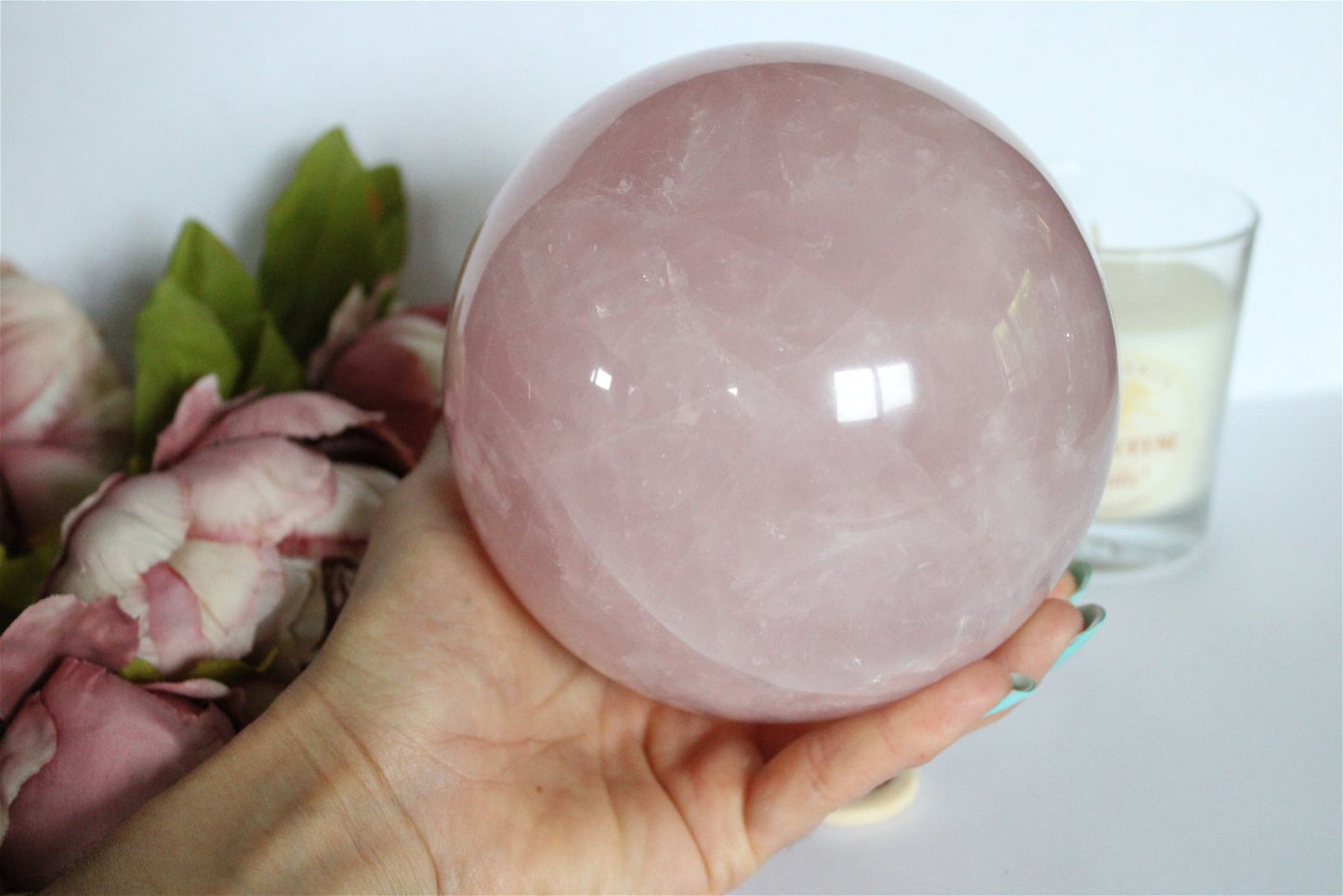 1 magnifique sphère en quartz rose X XL 13 cm - Aurore Lune 