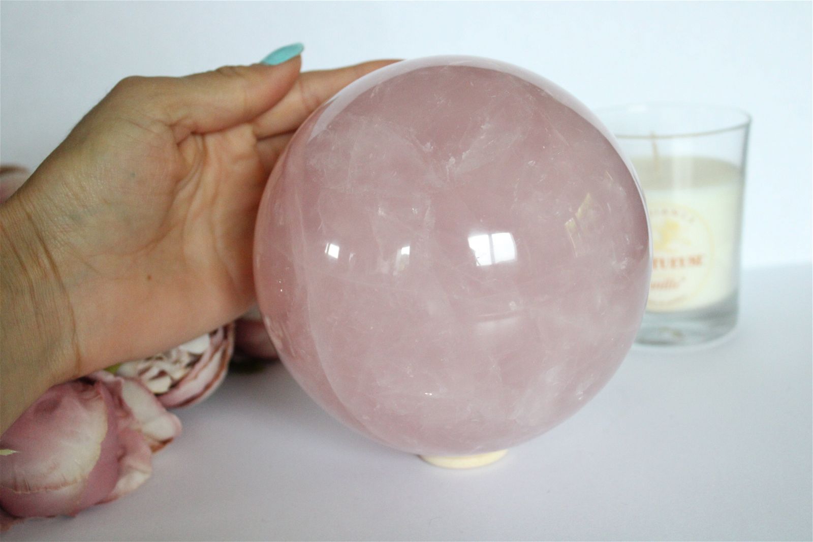 1 magnifique sphère en quartz rose X XL 13 cm - Aurore Lune 