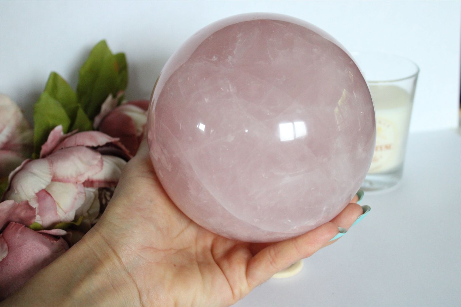 1 magnifique sphère en quartz rose X XL 13 cm - Aurore Lune 