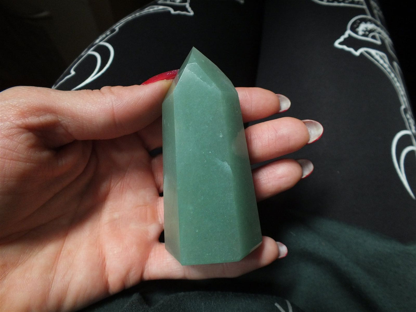 1 pointe en aventurine verte 8 cm - Aurore Lune 