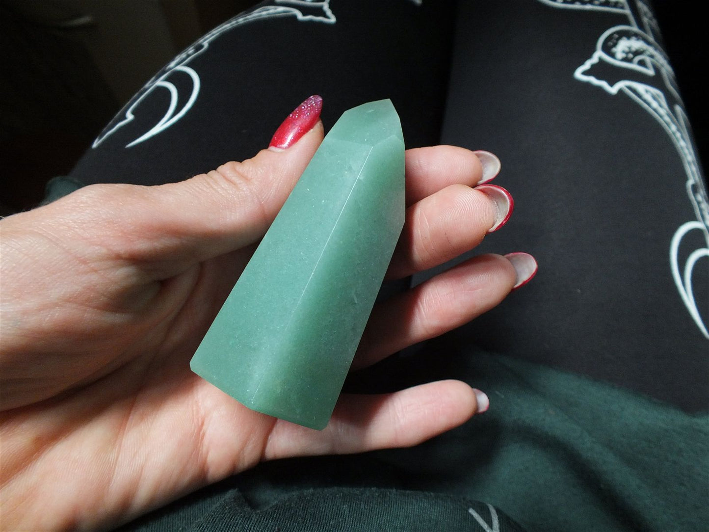 1 pointe en aventurine verte 8 cm - Aurore Lune 