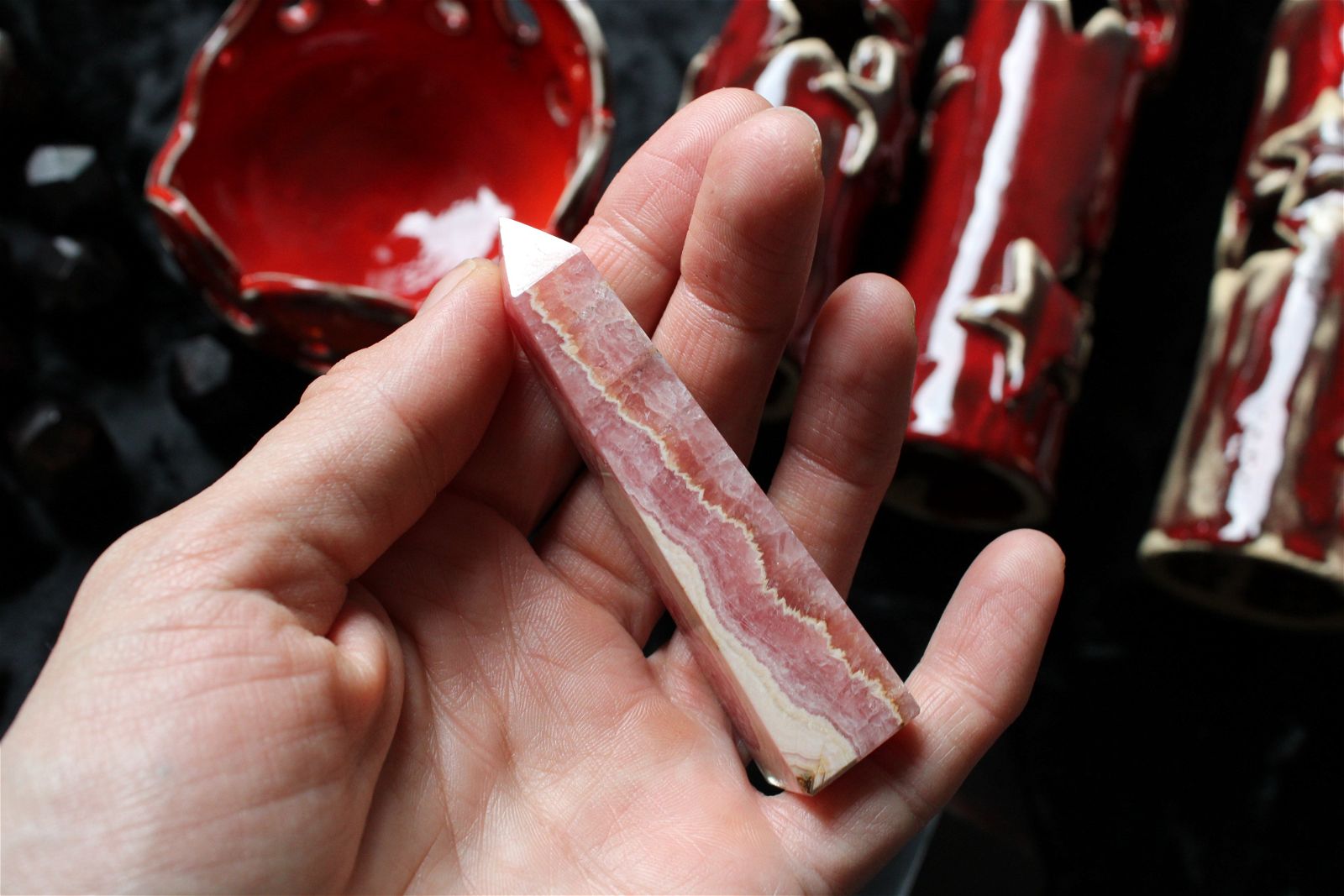 1 pointe en rhodochrosite - Aurore Lune 