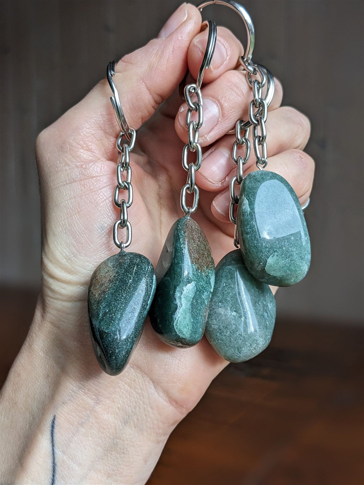 1 porte clé en aventurine verte - Aurore Lune 