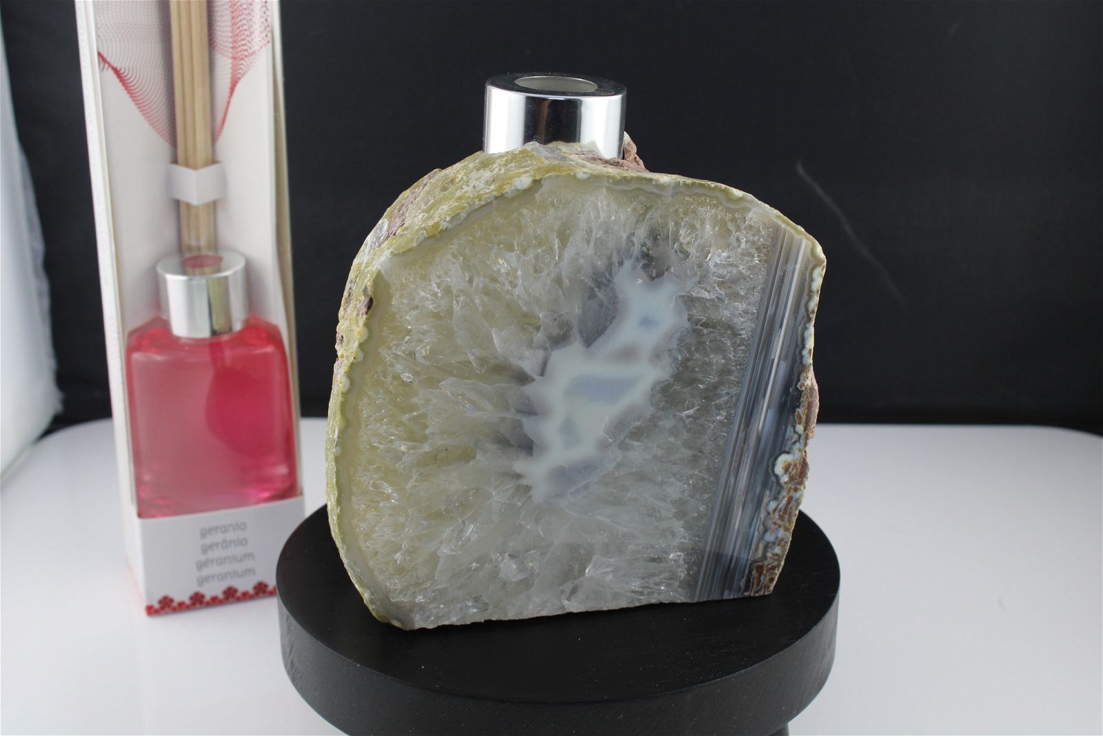 1 porte parfum en agate et parfum + bâtonnets fournis - Aurore Lune 