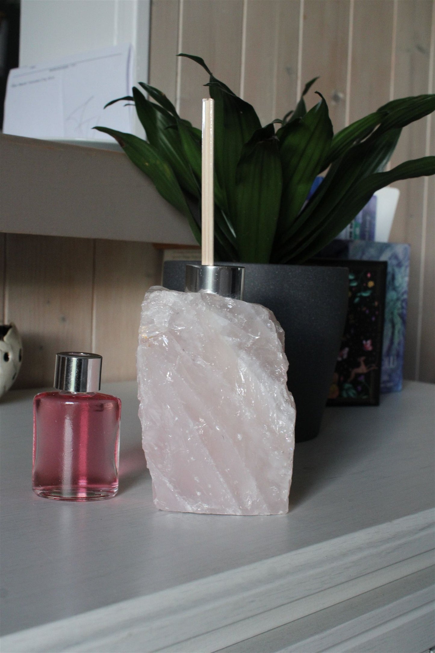 1 porte parfum quartz rose + bâtonnets et parfum fournis - Aurore Lune 