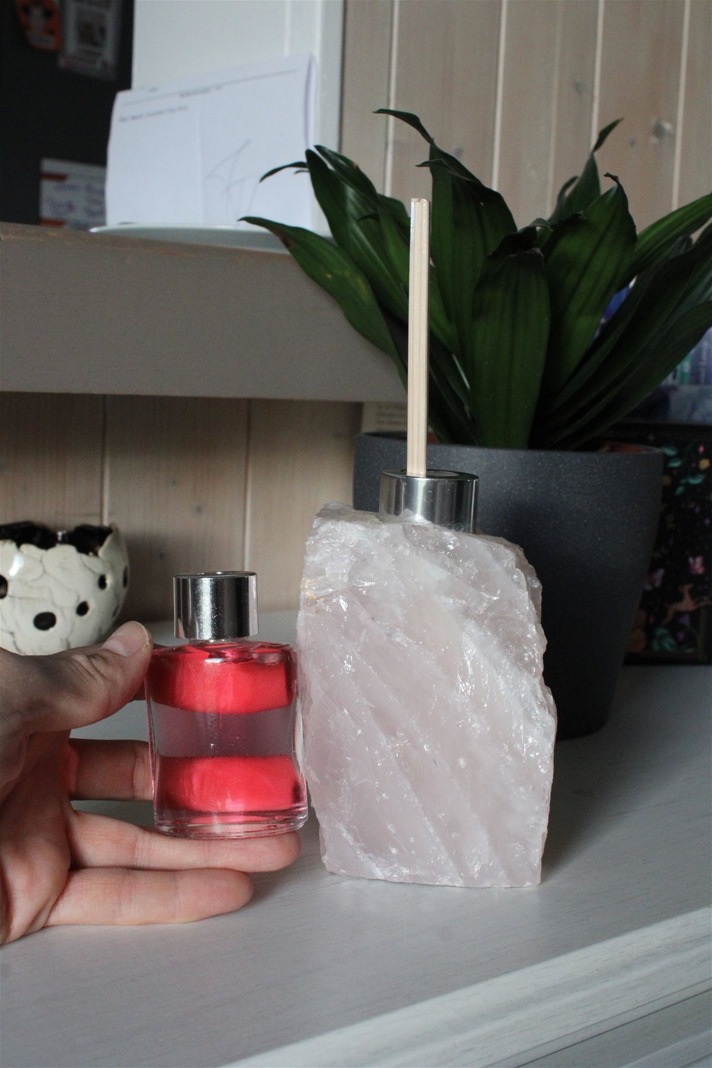 1 porte parfum quartz rose + bâtonnets et parfum fournis - Aurore Lune 