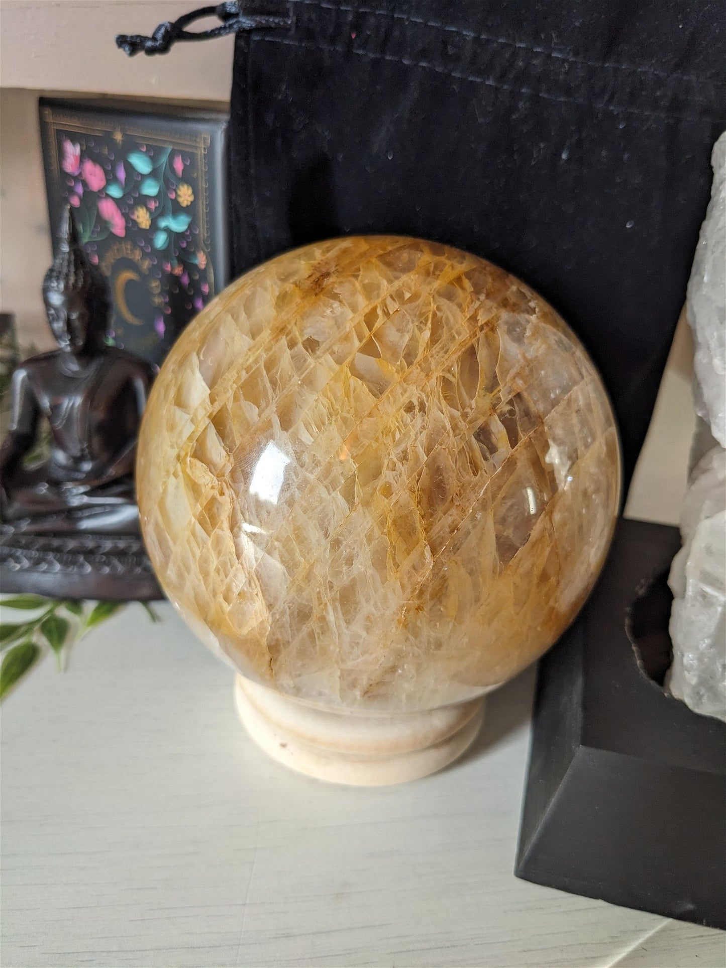 1 sphère quartz hématoïde 1.8 kg 11 cm - Aurore Lune 