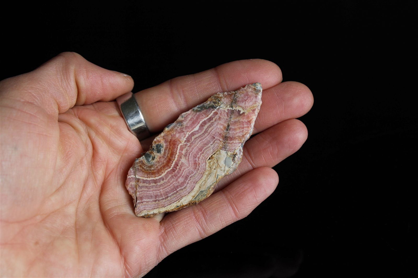 1 tranche polie en rhodochrosite - Aurore Lune 