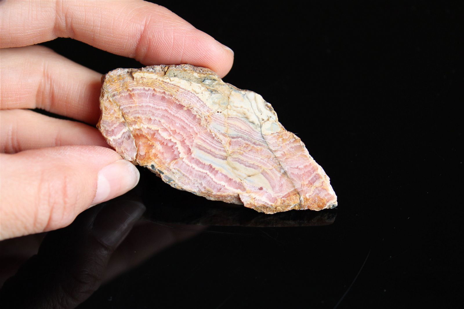 1 tranche polie en rhodochrosite - Aurore Lune 