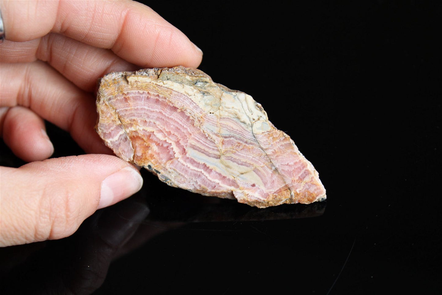 1 tranche polie en rhodochrosite - Aurore Lune 