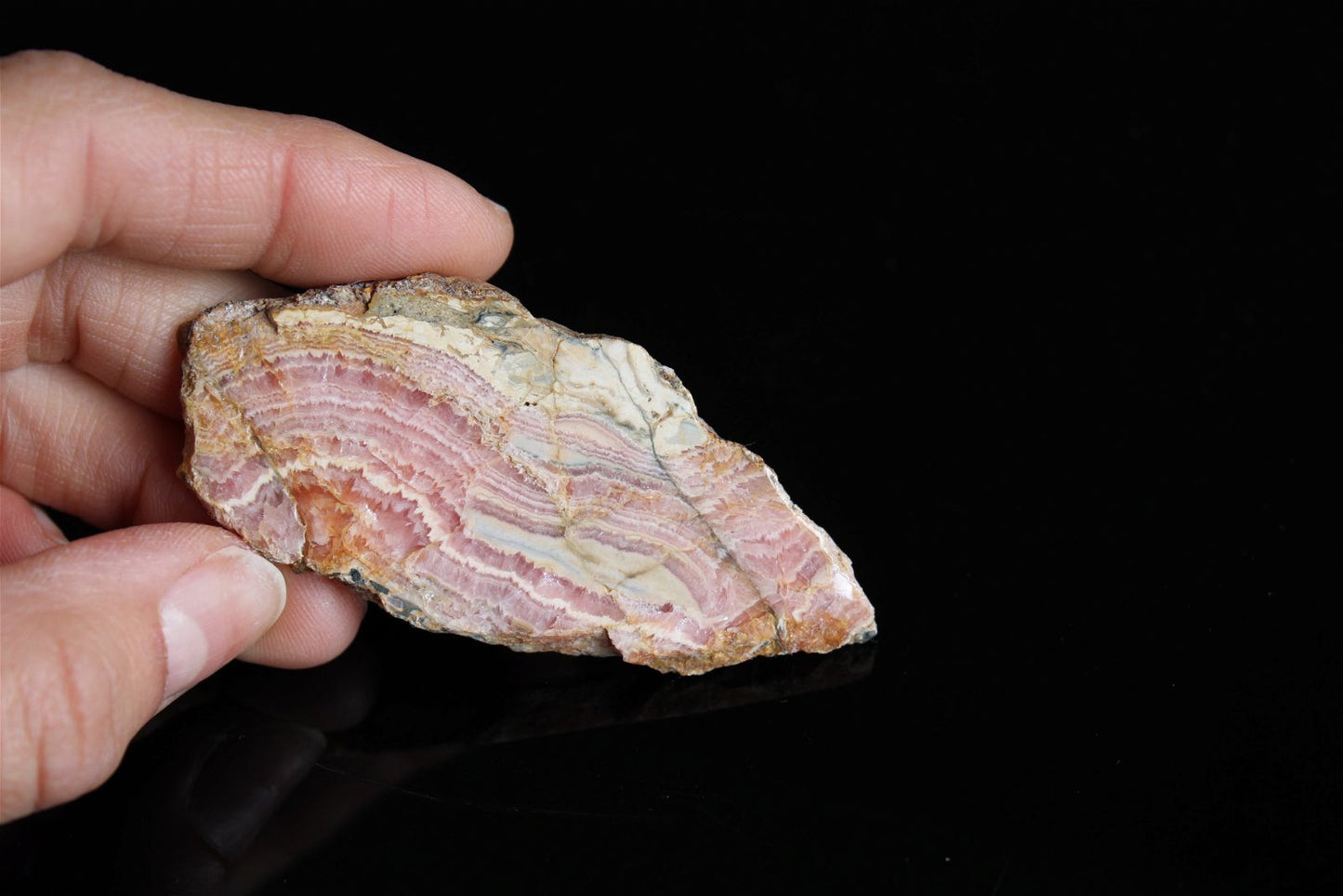 1 tranche polie en rhodochrosite - Aurore Lune 